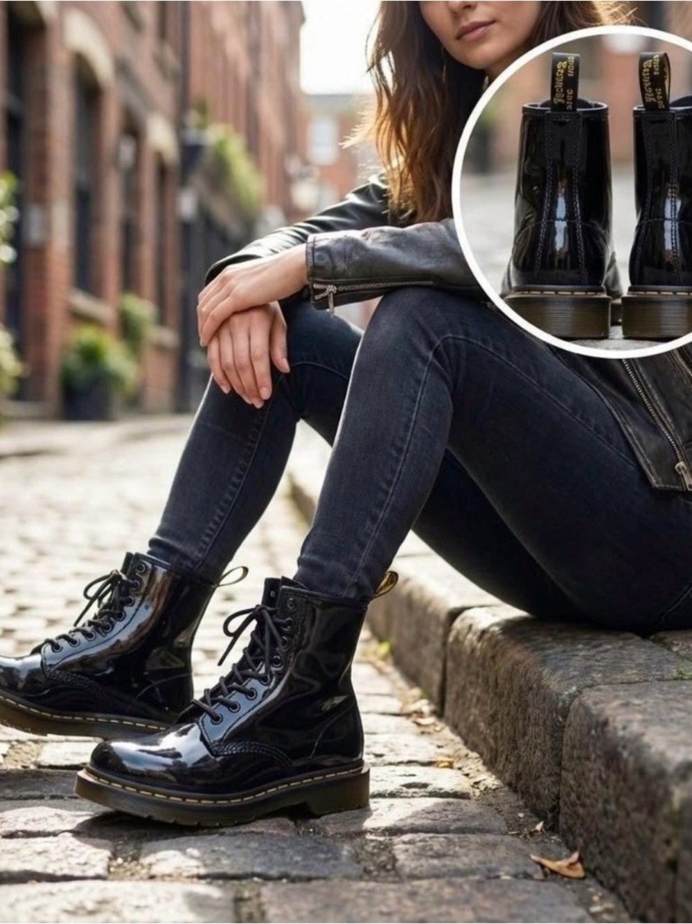 Classic Women's Patent Leather Combat Boots - Black 9 NWT
